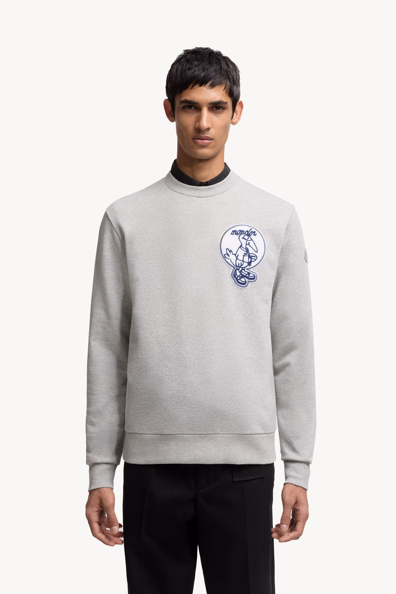 Mascot Patch Cotton Sweatshirt Men Grey Moncler 3